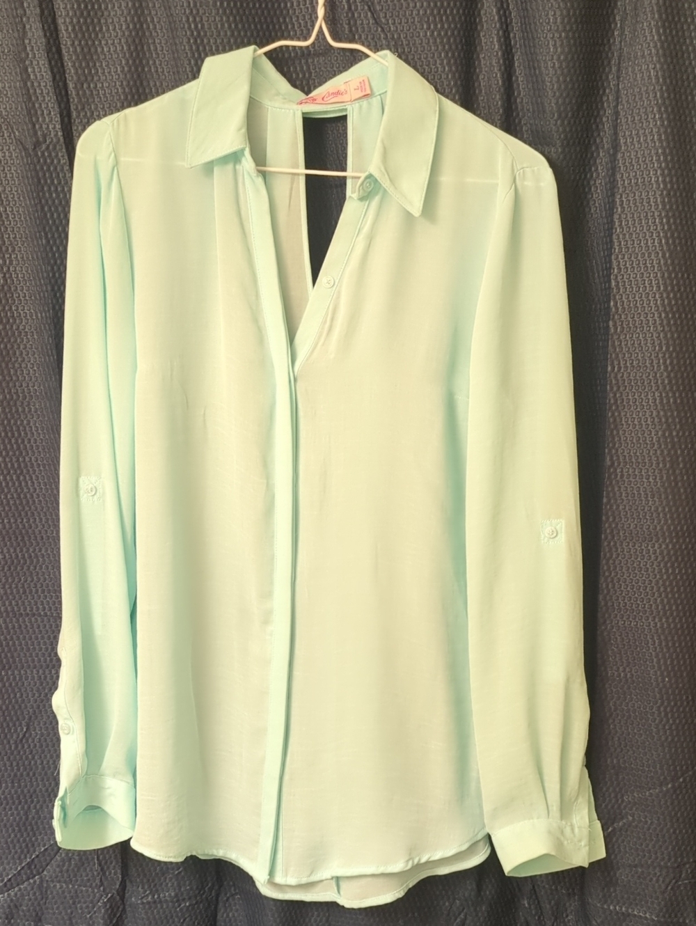Light Mint Green Button-Up Blouse